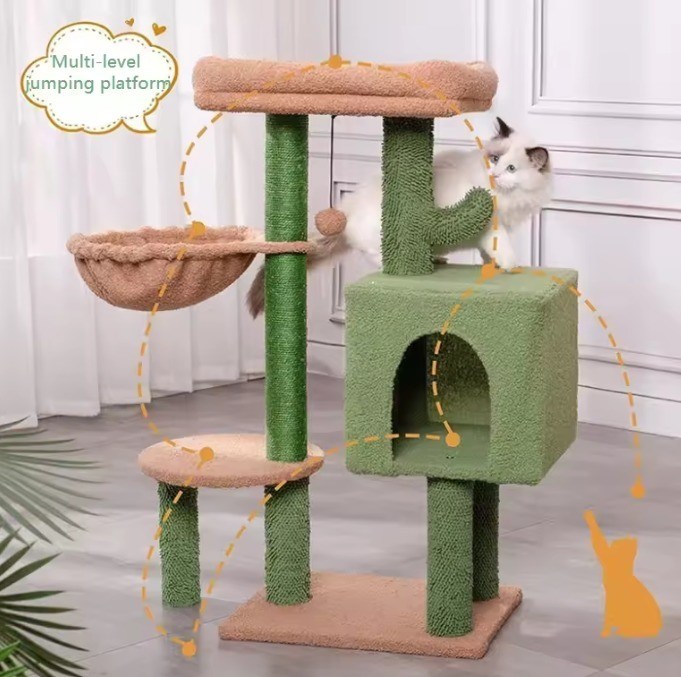 Gato rascando casa juguete pequeño gato verde árbol cactus gatito rascador para gatos de interior