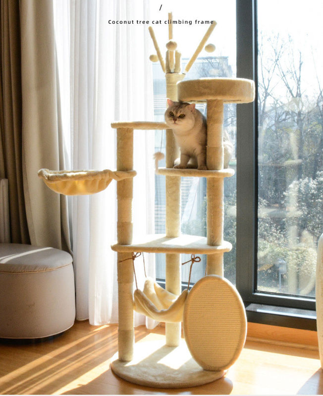 Avanzado de madera moderno de gatos Sisal rascador de múltiples niveles de gato de escalada marco y hamaca
