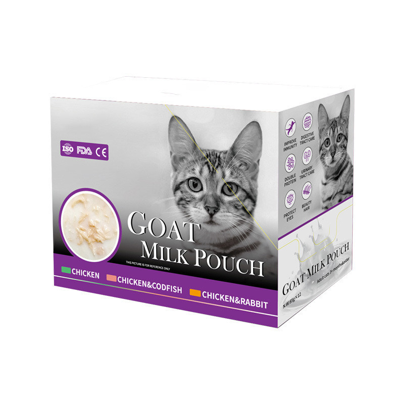 Gato Snacks Pollo Conejo Bacalao Perro Tratos Leche de cabra en polvo Bolso Gato Alimento húmedo